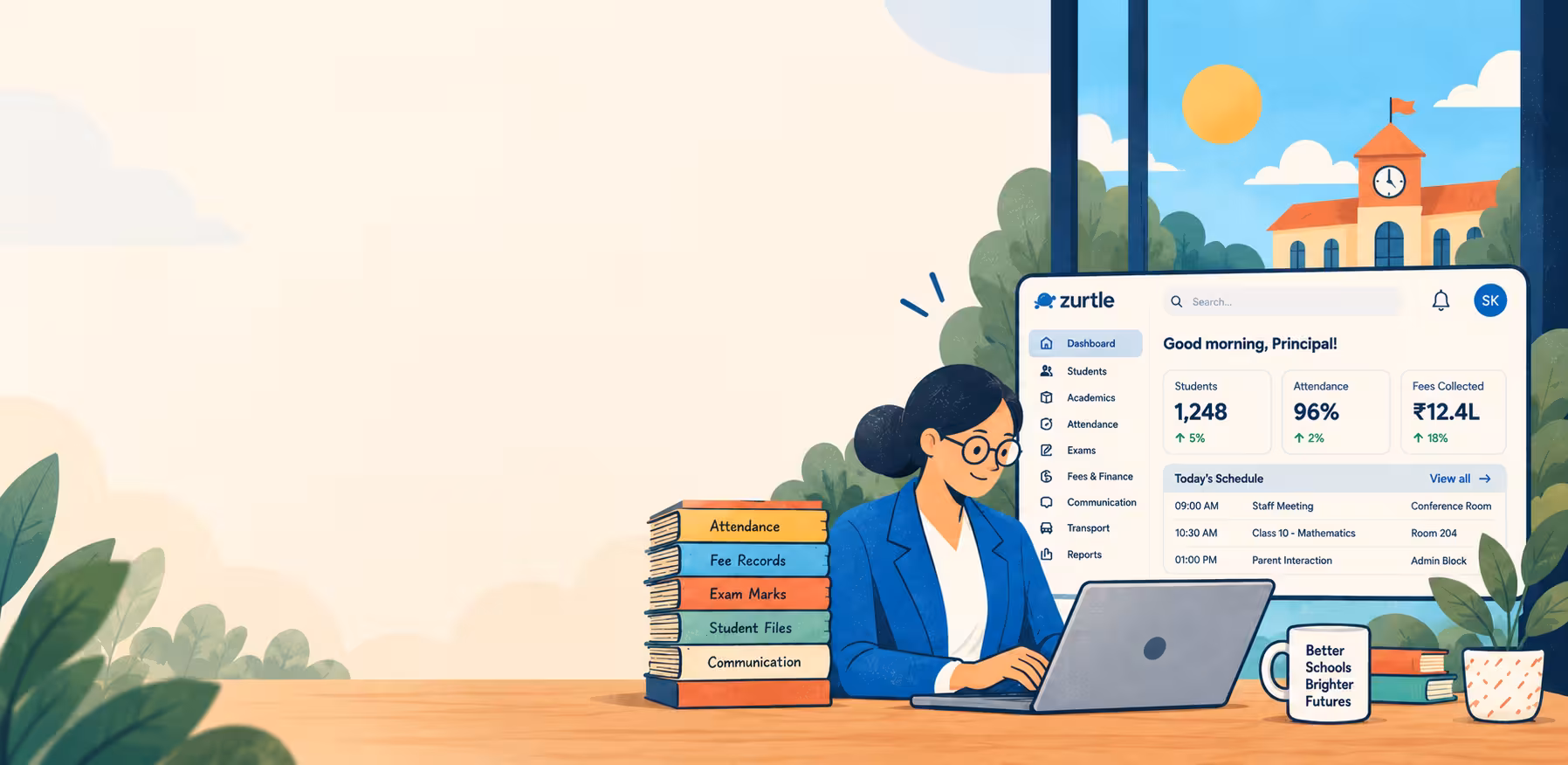 School administrator managing school operations